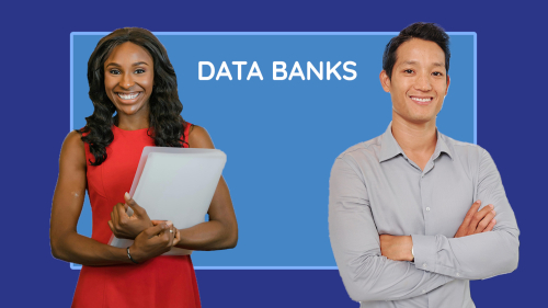 two people standing in front of video title 'Data Banks'
