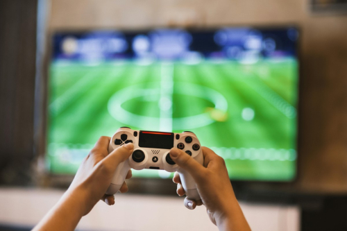 person holding playstation controller