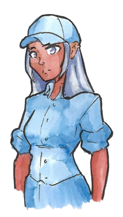 Character concept art of Lakshmi in a cap